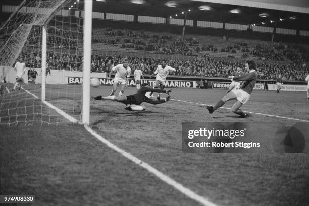 Northern Irish soccer player Martin O'Neill scores at the 18th minute during international match Northern Ireland vs Portugal, FIFA World Cup Group...