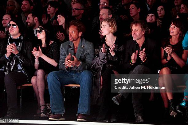 Lindsay Lohan, Gary Dourdan, Renzo Rosso and guest attend the Viktor & Rolf Ready to Wear show as part of the Paris Womenswear Fashion Week...