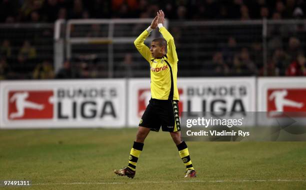 Mohamed Zidan of Dortmund acknowledges the fans while substituted during the Bundesliga match between Borussia Dortmund and Borussia Moenchengladbach...