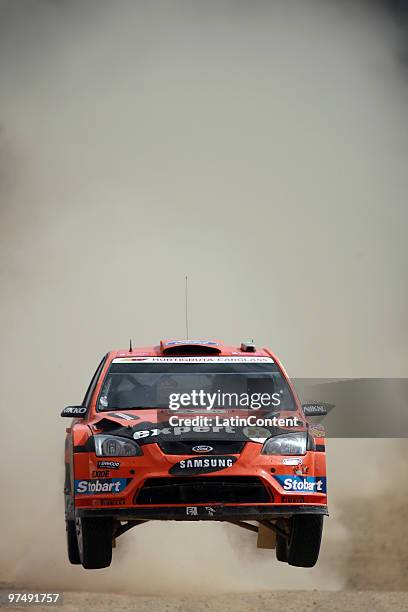 Henning Solberg of Norway and Ilka Minor of Austria compete in their Stobart Ford Focus during the second day of the WRC Rally Mexico 2010 on March...