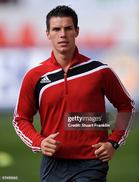 Referee Assistant Robert Kempter prior to the start of the Bundesliga match between VfL Wolfsburg and VfL Bochum at Volkswagen Arena on March 6, 2010...