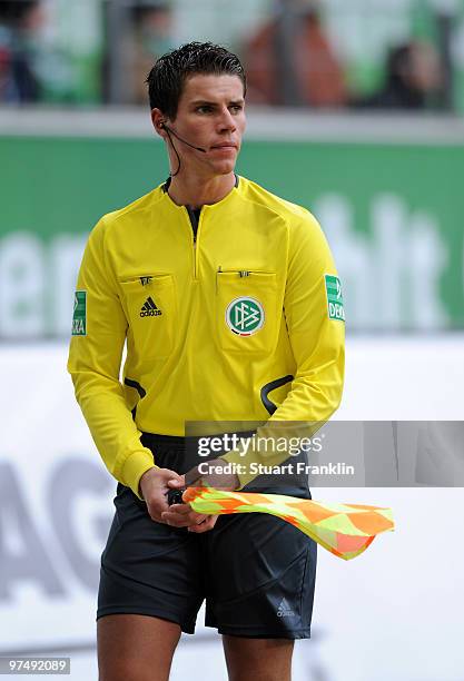 Referee Assistant Robert Kempter during the Bundesliga match between VfL Wolfsburg and VfL Bochum at Volkswagen Arena on March 6, 2010 in Wolfsburg,...