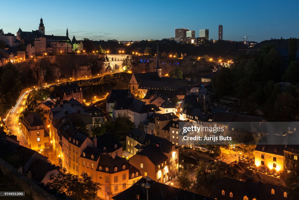Cityscape at night, Luxembourg