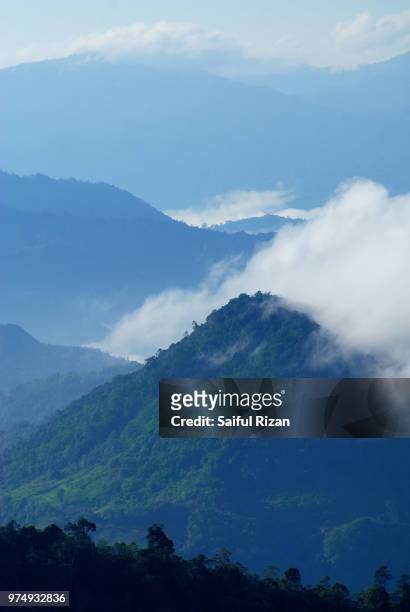 foggy mountain range, kundasang, sabah, malaysia - sabah state stock pictures, royalty-free photos & images