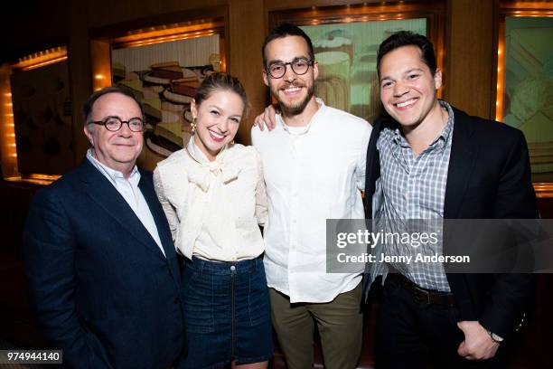 Producer Paul Blake, Melissa Benoist, Chris Wood and producer Mike Bosner attend Melissa Benoist's opening night on Broadway in "Beautiful - The...