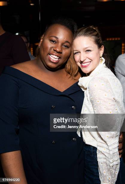 Former "Glee" co-stars Alex Newell and Melissa Benoist attend Melissa Benoist's opening night on Broadway in "Beautiful - The Carole King Musical"...