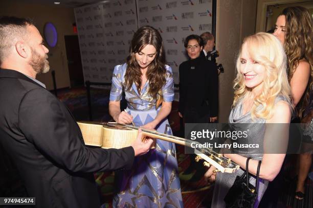 Hal David Starlight Award Honoree Sara Bareilles backstage during the Songwriters Hall of Fame 49th Annual Induction and Awards Dinner at New York...