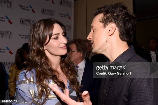 Hal David Starlight Award Honoree Sara Bareilles and Jason Mraz backstage during the Songwriters Hall of Fame 49th Annual Induction and Awards Dinner...