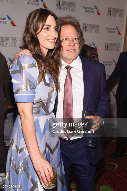 Hal David Starlight Award Honoree Sara Bareilles and Songwriters Hall of Fame Inductee Steve Dorff pose backstage during the Songwriters Hall of Fame...