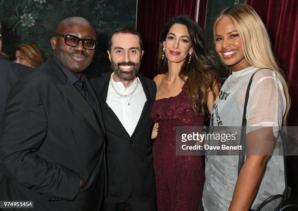 Edward Enninful, Giambattista Valli, Amal Clooney and Sabrina Dhowre attend a private dinner hosted by Edward Enninful in honour of Giambattista...