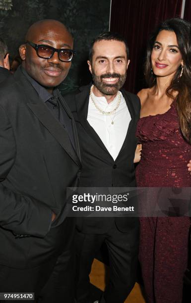 Edward Enninful, Giambattista Valli and Amal Clooney attend a private dinner hosted by Edward Enninful in honour of Giambattista Valli to celebrate...