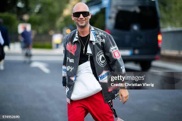 Alessandro Altomare wearing Supreme jacket is seen during the 94th Pitti Immagine Uomo on June 14, 2018 in Florence, Italy.