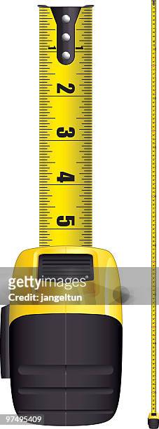 a yellow and black tape measure - inch stock illustrations