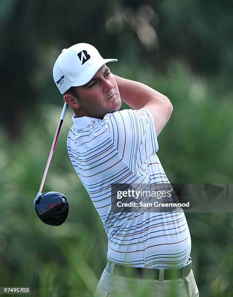 Matt Every plays a shot on the 2nd hole during the third round of the Honda Classic at PGA National Resort And Spa on March 6, 2010 in Palm Beach...