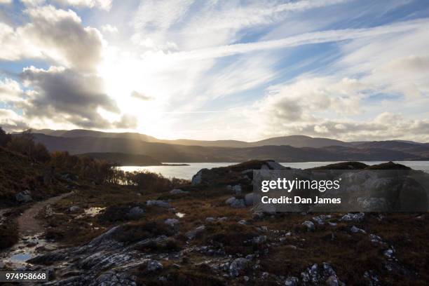 sunset over loch torridon - torridon stock pictures, royalty-free photos & images