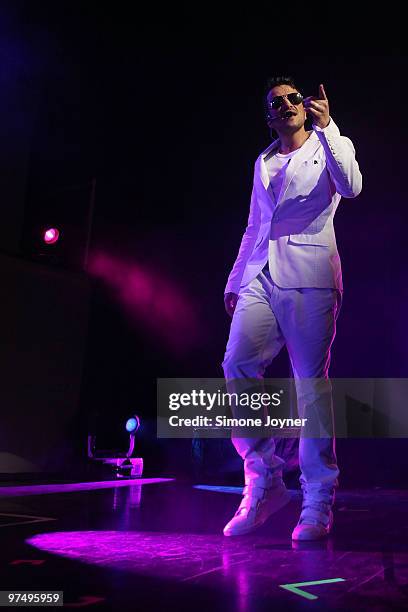 Peter Andre performs at Indigo2 at O2 Arena on March 6, 2010 in London, England.