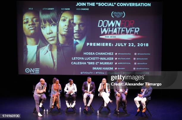 Eric Tomosunas, Imani Hakim, Bre-Z, Hosea Chanchez, LeToya Luckett, Timothy Wayne Folsome and Jubba Seyyid are seen at the TV One "Down For Whatever"...