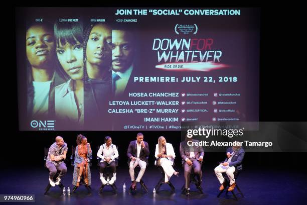 Eric Tomosunas, Imani Hakim, Bre-Z, Hosea Chanchez, LeToya Luckett, Timothy Wayne Folsome and Jubba Seyyid are seen at the TV One "Down For Whatever"...