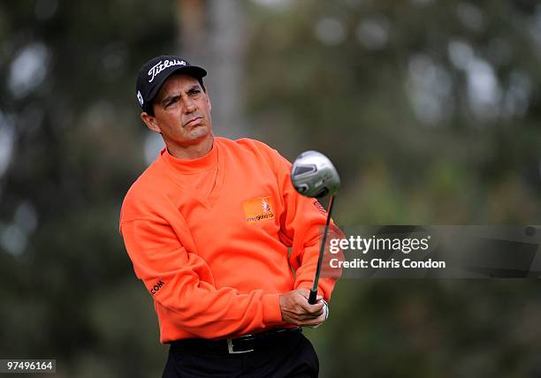 Tom Pernice Jr. Tees off on during the second round of the Toshiba Classic at Newport Beach Country Club on March 6, 2010 in Newport Beach,...