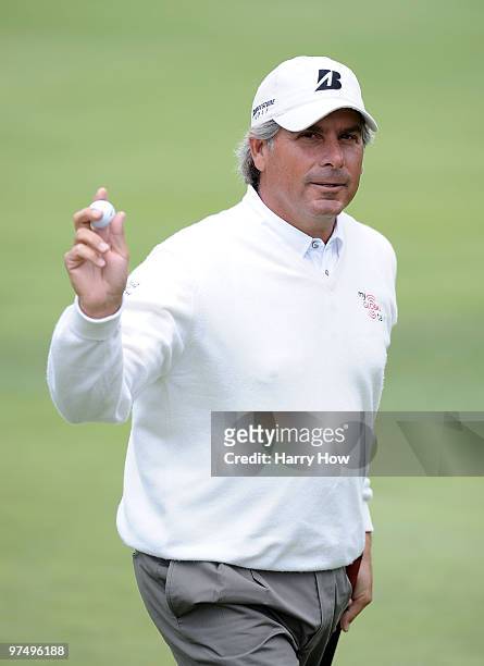 Fred Couples makes par on the fifth hole during the second round of the Toshiba Classic at the Newport Beach Country Club on March 6, 2010 in Newport...