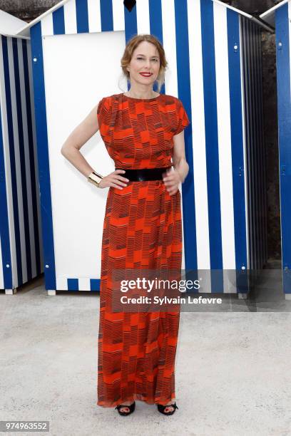 Actress Pascale Arbillot attends Cabourg Film Festival day 2 photocall on June 14, 2018 in Cabourg, France.