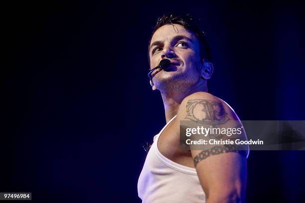 Peter Andre performs at the Indigo2 at the O2 Arena on March 6, 2010 in London, England.