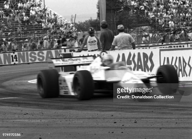 Driver John Watson at the 1982 Caesar's Palace Grand Prix Formula One race on September 25, 1982 in Las Vegas, Nevada.