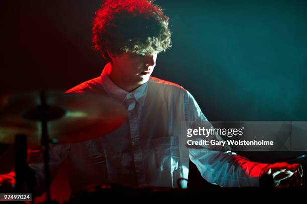 Jamie Smith of the XX performs on stage at Manchester Academy on March 6, 2010 in Manchester, England.