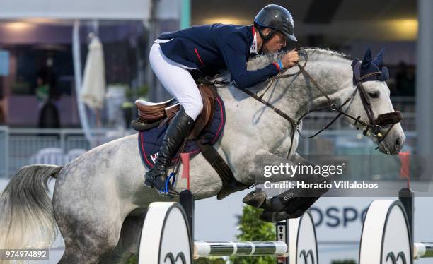 Christian Ahlmann and horse Clintrexo Z during the "CSI 5" 2nd international jumping competition on the first day of Longines Global Champion Tour on...