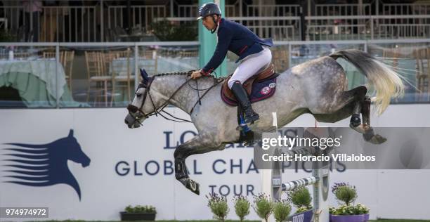 Christian Ahlmann and horse Clintrexo Z during the "CSI 5" 2nd international jumping competition on the first day of Longines Global Champion Tour on...