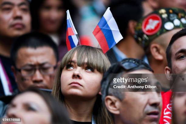 Fan of Russia during the 2018 FIFA World Cup Russia group A match between Russia and Saudi Arabia at Luzhniki Stadium on June 14, 2018 in Moscow,...