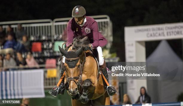 Sheikh Ali Al Thani and horse First Devision during the "CSI 5" 2nd international jumping competition on the first day of Longines Global Champion...