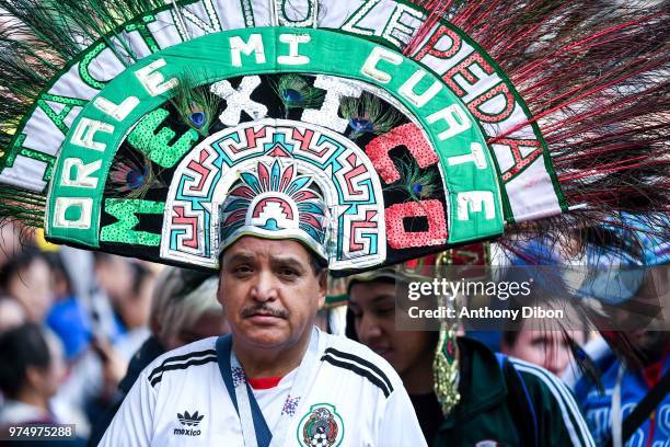 Fans of Mexiquo during the 2018 FIFA World Cup Russia group A match between Russia and Saudi Arabia at Luzhniki Stadium on June 14, 2018 in Moscow,...