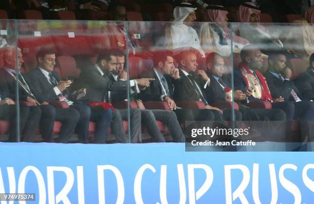 Javier Zanetti, Lothar Matthaus, Luis Figo, Roberto Carlos, Cafu, Didier Drogba, Samuel Eto'o during the 2018 FIFA World Cup Russia group A match...