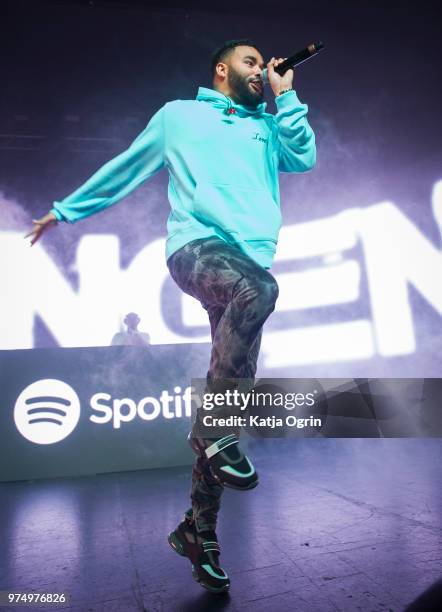 Yungen performs live on stage during Spotify Who We Be 2018 event at O2 Academy Birmingham on June 14, 2018 in Birmingham, England.