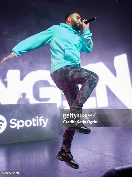 Yungen performs live on stage during Spotify Who We Be 2018 event at O2 Academy Birmingham on June 14, 2018 in Birmingham, England.