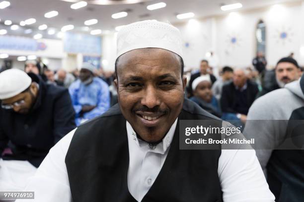 Man waits inside Lakemba Mosque for morning prayers to start on June 15, 2018 in Sydney, Australia. The religious Eid al-Fitr festival is celebrated...