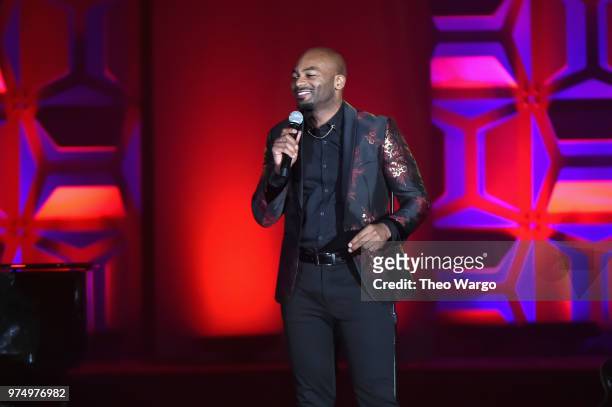 Brandon Victor Dixon performs onstage during the Songwriters Hall of Fame 49th Annual Induction and Awards Dinner at New York Marriott Marquis Hotel...