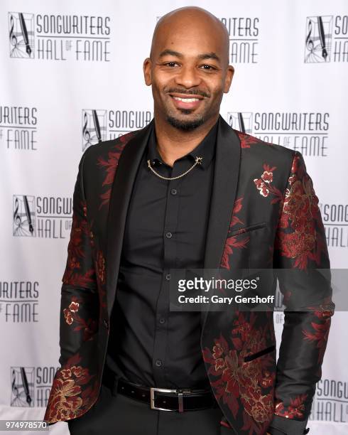 Brandon Victor Dixon poses backstage during the Songwriters Hall of Fame 49th Annual Induction and Awards Dinner at New York Marriott Marquis Hotel...