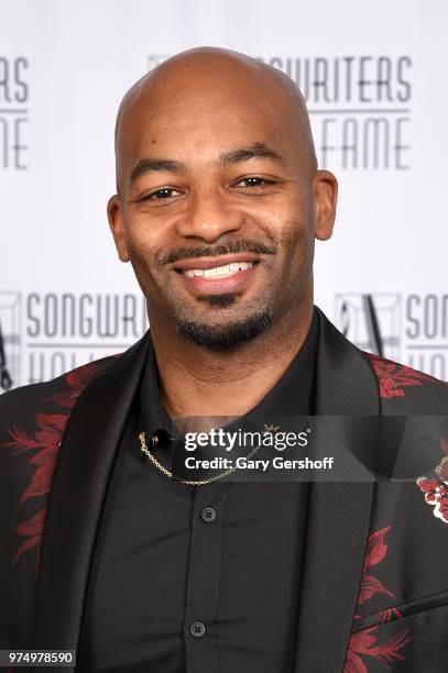 Brandon Victor Dixon poses backstage during the Songwriters Hall of Fame 49th Annual Induction and Awards Dinner at New York Marriott Marquis Hotel...