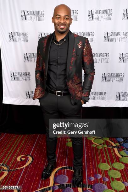 Brandon Victor Dixon poses backstage during the Songwriters Hall of Fame 49th Annual Induction and Awards Dinner at New York Marriott Marquis Hotel...