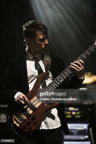 Stefan Lessard of Dave Matthews Band performs on stage at O2 Arena on March 6, 2010 in London, England.