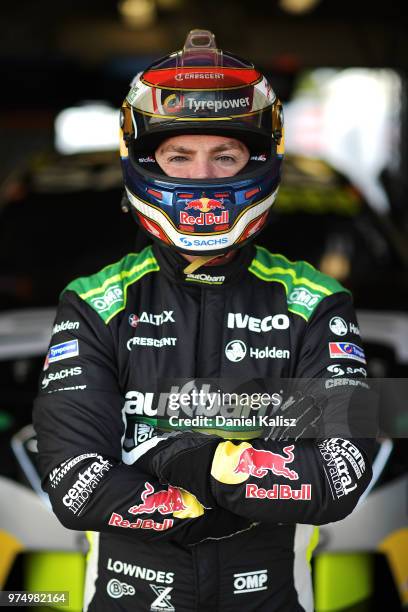 Craig Lowndes driver of the Autobarn Lowndes Racing Holden Commodore ZB poses for a portrait prior to the Supercars Darwin Triple Crown at Hidden...