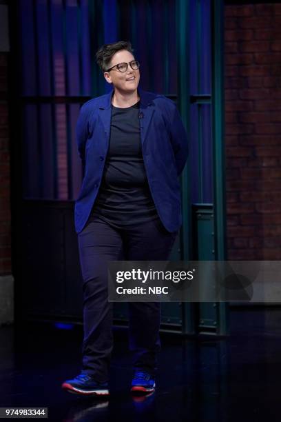 Episode 697 -- Pictured: Comedian Hannah Gadsby arrives on June 14, 2018 --