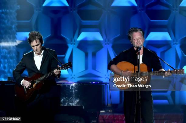 Songwriters Hall of Fame Inductee John Mellencamp performs onstage during the Songwriters Hall of Fame 49th Annual Induction and Awards Dinner at New...