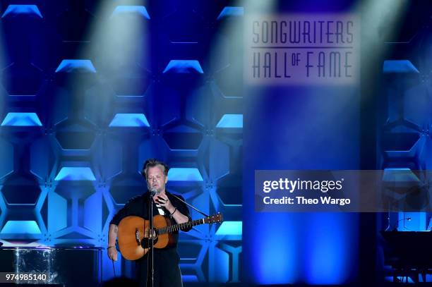 Songwriters Hall of Fame Inductee John Mellencamp performs onstage during the Songwriters Hall of Fame 49th Annual Induction and Awards Dinner at New...
