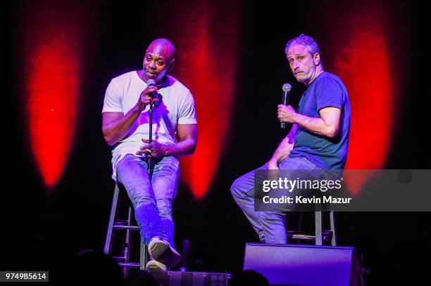 Comedians Dave Chappelle and Jon Stewart kick off a limited three-city run at Wang Theatre at Boch Center on June 13, 2018 in Boston, Massachusetts.