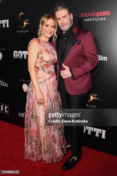 Kelly Preston and John Travolta attend the New York premiere of Gotti starring John Travolta, in theaters June 15, 2018 on June 14, 2018.