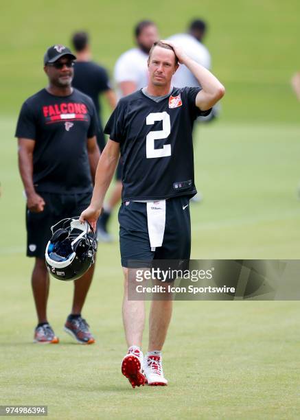 Atlanta Falcons quarterback Matt Ryan leaves the field following Atlanta Falcons minicamp at Falcons headquarters.