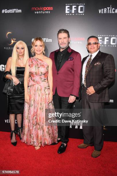 Victoria Gotti, Kelly Preston, John Travolta and John Gotti attend the New York premiere of Gotti starring John Travolta, in theaters June 15, 2018...
